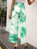 Tie-dye Belt Wide-leg Casual Loose Trousers