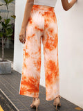 Tie-dye Belt Wide-leg Casual Loose Trousers