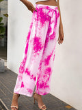 Tie-dye Belt Wide-leg Casual Loose Trousers