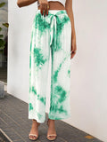 Tie-dye Belt Wide-leg Casual Loose Trousers