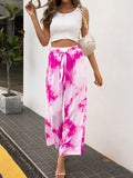 Tie-dye Belt Wide-leg Casual Loose Trousers