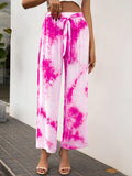 Tie-dye Belt Wide-leg Casual Loose Trousers