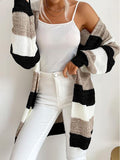 Sweater Jacket Striped Colorblock Knit Cardigan