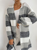 Sweater Jacket Striped Colorblock Knit Cardigan