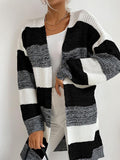 Sweater Jacket Striped Colorblock Knit Cardigan