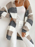 Sweater Jacket Striped Colorblock Knit Cardigan