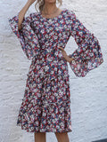 Ruffled floral flared sleeve Dress