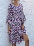 Ruffled floral flared sleeve Dress