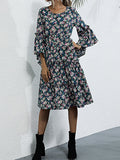 Ruffled floral flared sleeve Dress