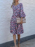 Ruffled floral flared sleeve Dress