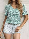 V-neck pullover shirt print Top