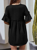 Short sleeve fungus frilled Dress