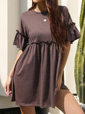 Short sleeve fungus frilled Dress