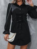 Slim Fit Lace-Up Shirt Dress