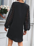 Without belt V-neck long-sleeve jacquard Dress