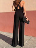 Posheme Cross Back Wide Leg Palazzo Elegant Party Jumpsuit