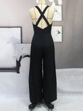 Posheme Cross Back Wide Leg Palazzo Elegant Party Jumpsuit